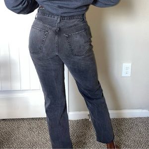 Black washed mom jeans